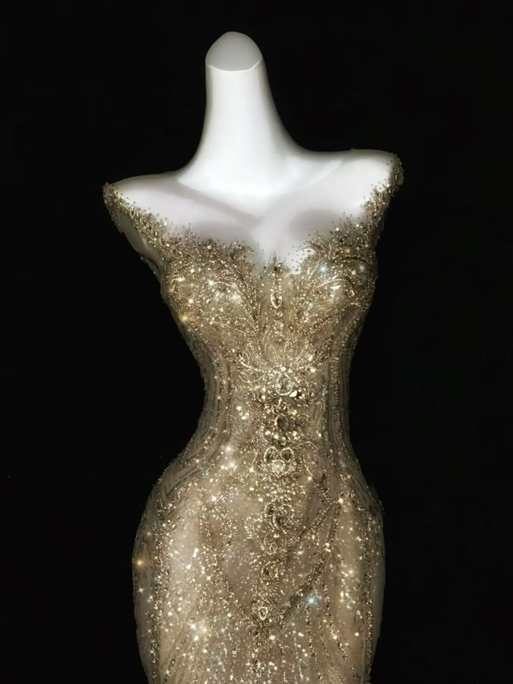 Shiny Mermaid V Neck Gold Beaded Tulle Long Prom Dress Evening Dress DP2731