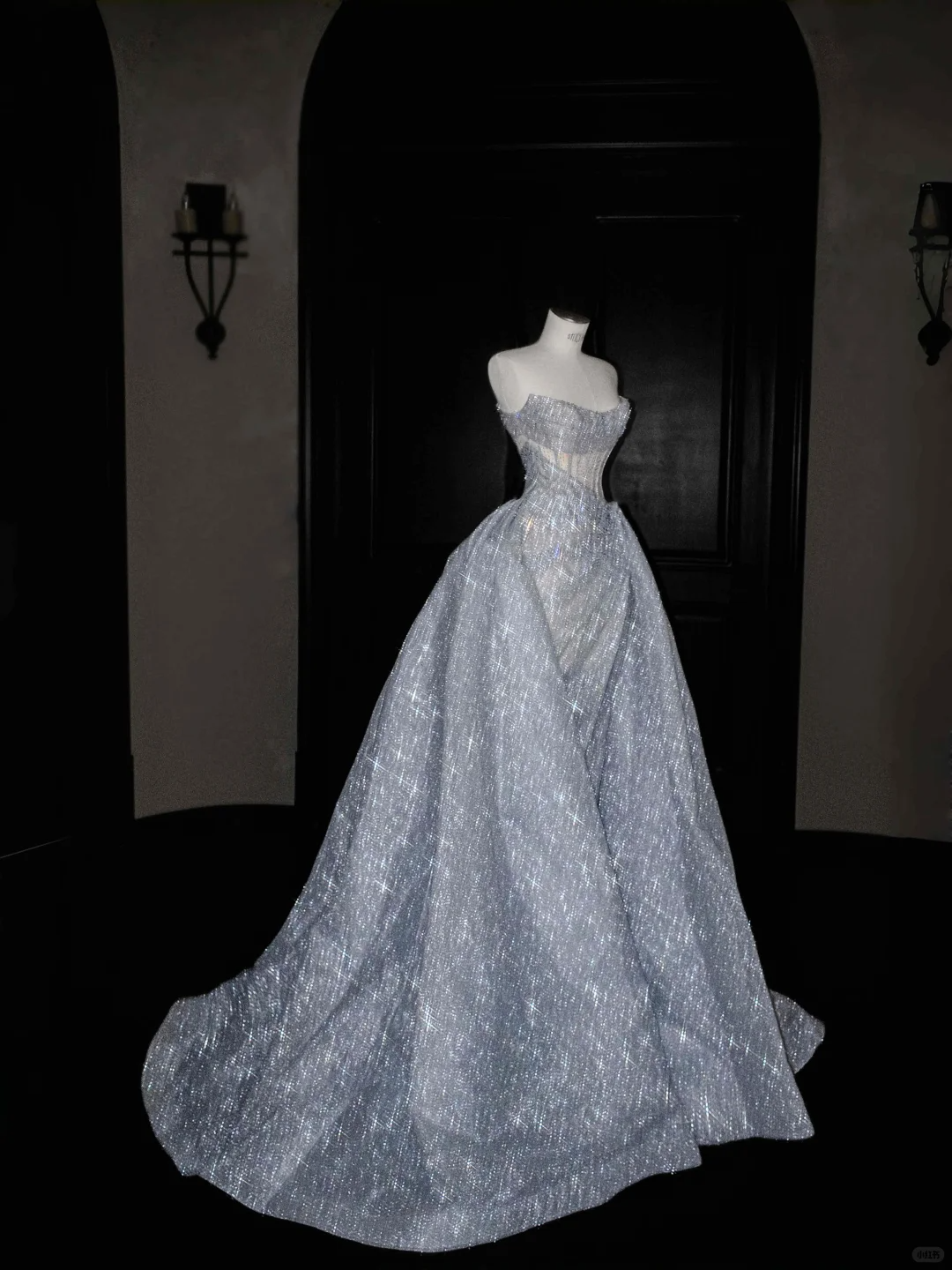 Stunning A Line Strapless Corset Silver Sequin Long Prom Dress Evening Dress DP2652