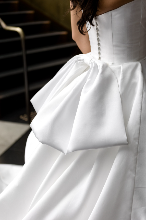 Elegant Ball Gown Sweetheart Neck Satin Long Sweep Wedding Dress with Bow DP1867