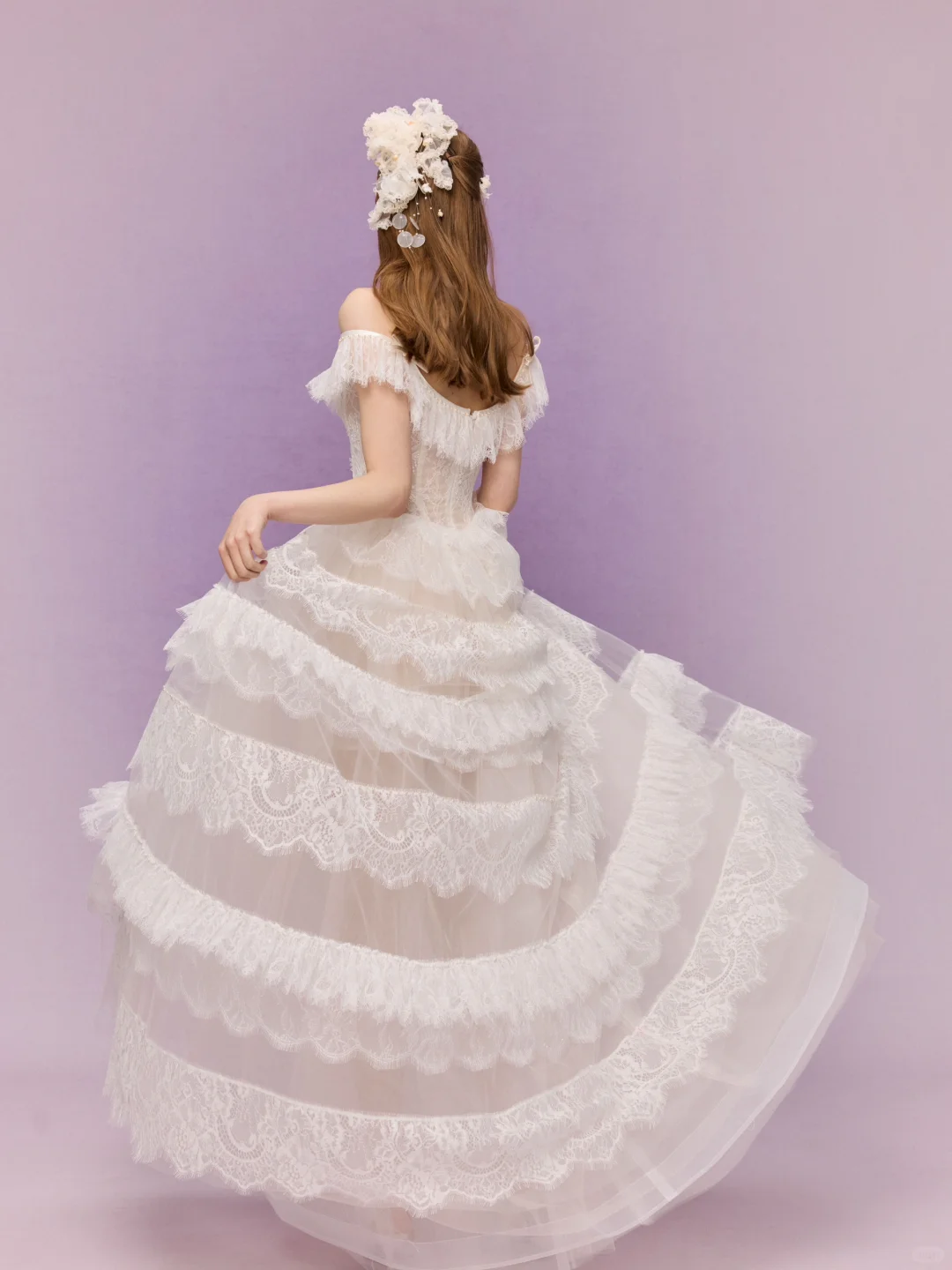 Pretty A Line Off the Shoulder White Layered Lace Long Prom Dress Evening 18th Birthday Dress DP3347