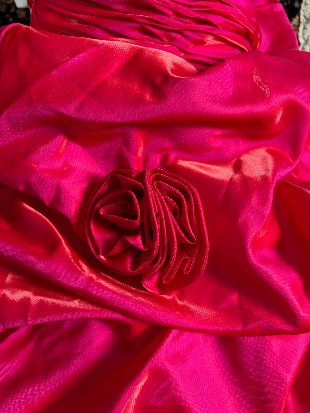 Vintage Hot Pink Ball Gown Strapless Pleated Satin Prom Dress Sweet 16 Dress DP5656