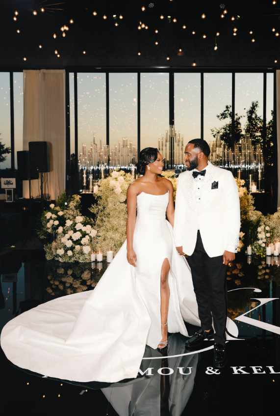 Simple Ball Gown Strapless Satin Long Sweep Wedding Dress with Slit DP1875