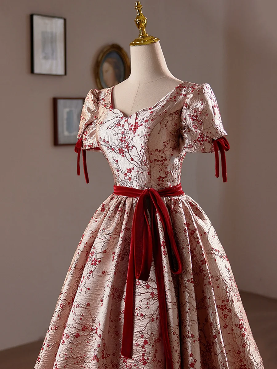Cute Floral Satin Short Prom Dress Homecoming Dress DP316