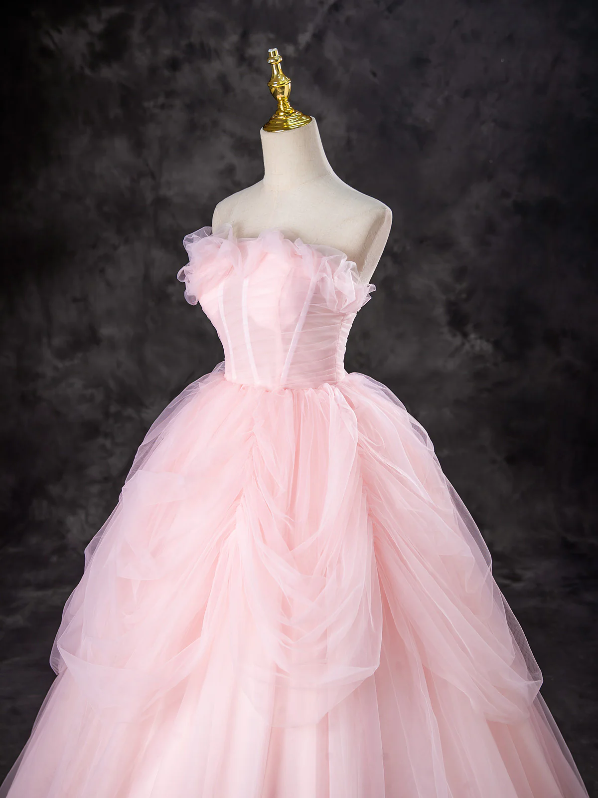 Pink Tulle Long Party Dress Evening Dress,Sweet 16 Dress DP290