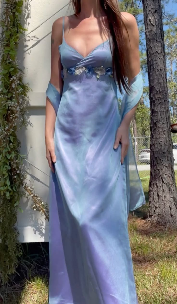 Gentle A Line Spaghetti Strap Flower Chiffon Prom Dress Evening Dress DP2240