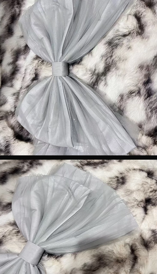 Silver Ball Gown Spaghetti Straps Beaded Sequin Tulle Lolita Goth Boning Dress Prom Dress DP4507