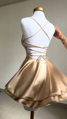 Chic Backless Short Homecoming Dress Fashion Satin Birthday Outfits DP497
