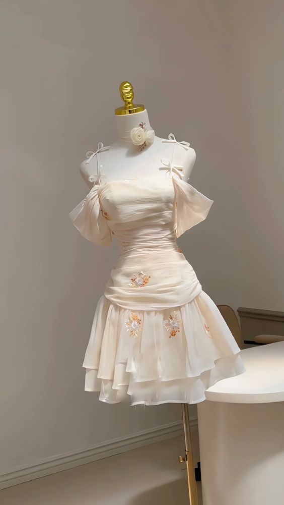 Chic Chiffon Straps Ruched Bodice Homecoming Dress DP555