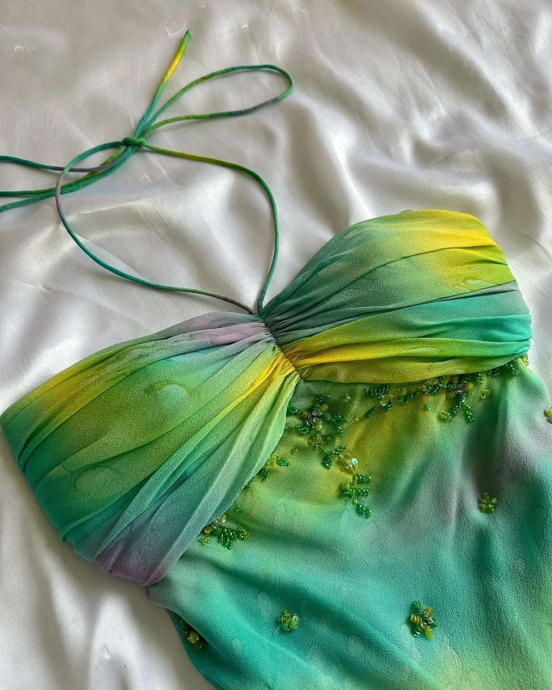 Cute A Line Halter Green Beaded Chiffon Prom Dress Graduation Prom Dress DP1994