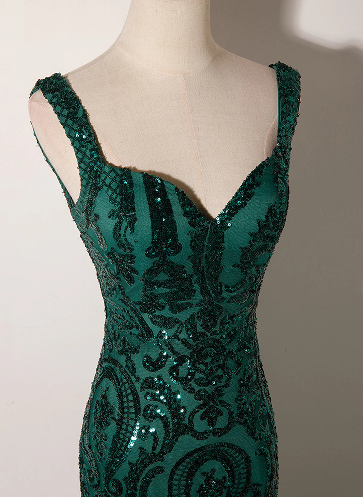 Green Mermaid Long Straps Sequins Long Prom Dress Evening Dress DP230