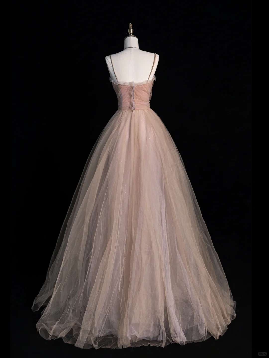 Gentle A Line Spaghetti Strap Flower Tulle Long Prom Dress Party Dress DP2517