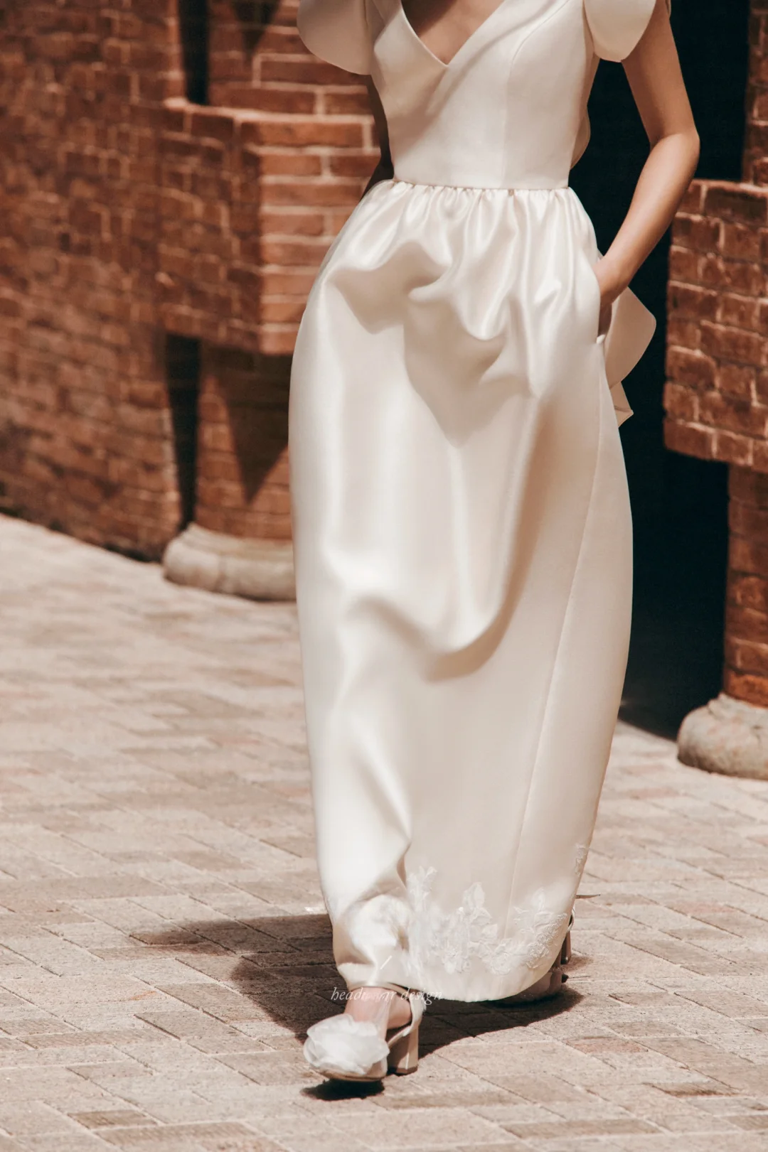 Cute A Line V Neck Satin Prom Dress Birthday Dress DP3925