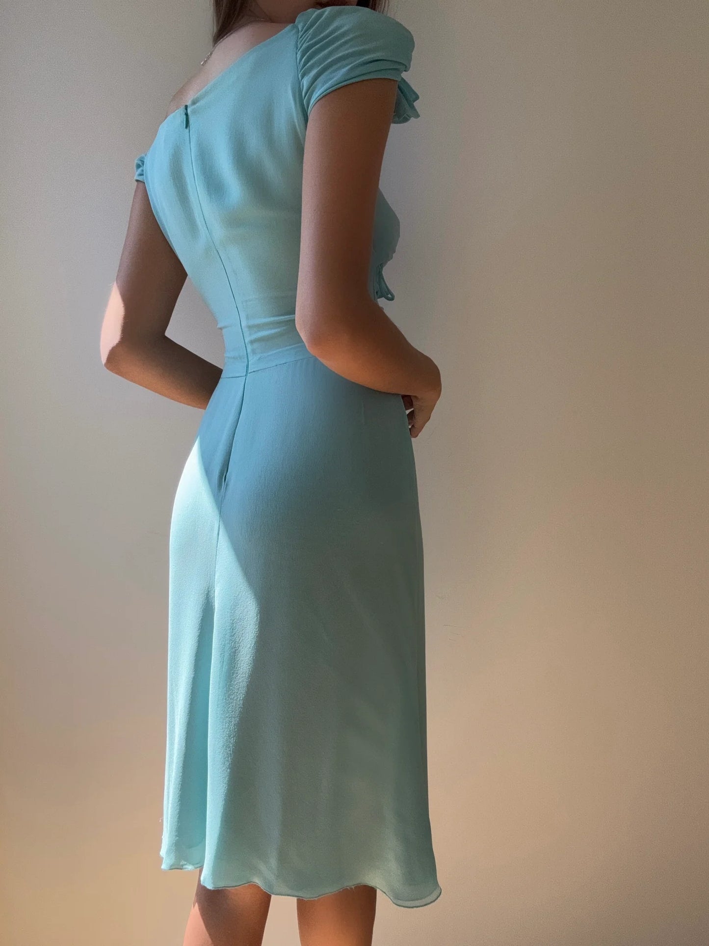 Stunning Blue A Line Straps Chiffon Homecoming Dress Outfits DP3745