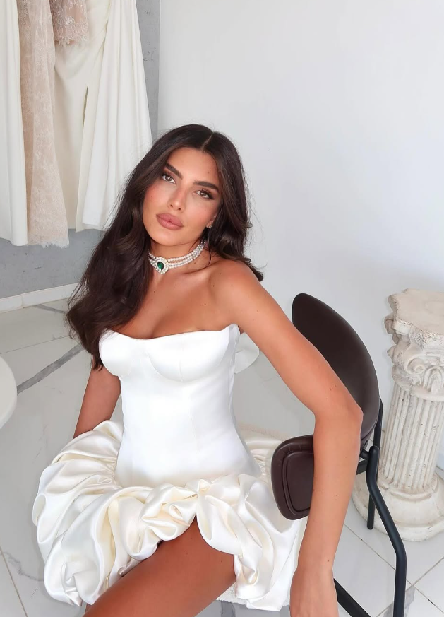 Simple White A Line Strapless Satin Short Homecoming Dress Birthday Dress DP2977