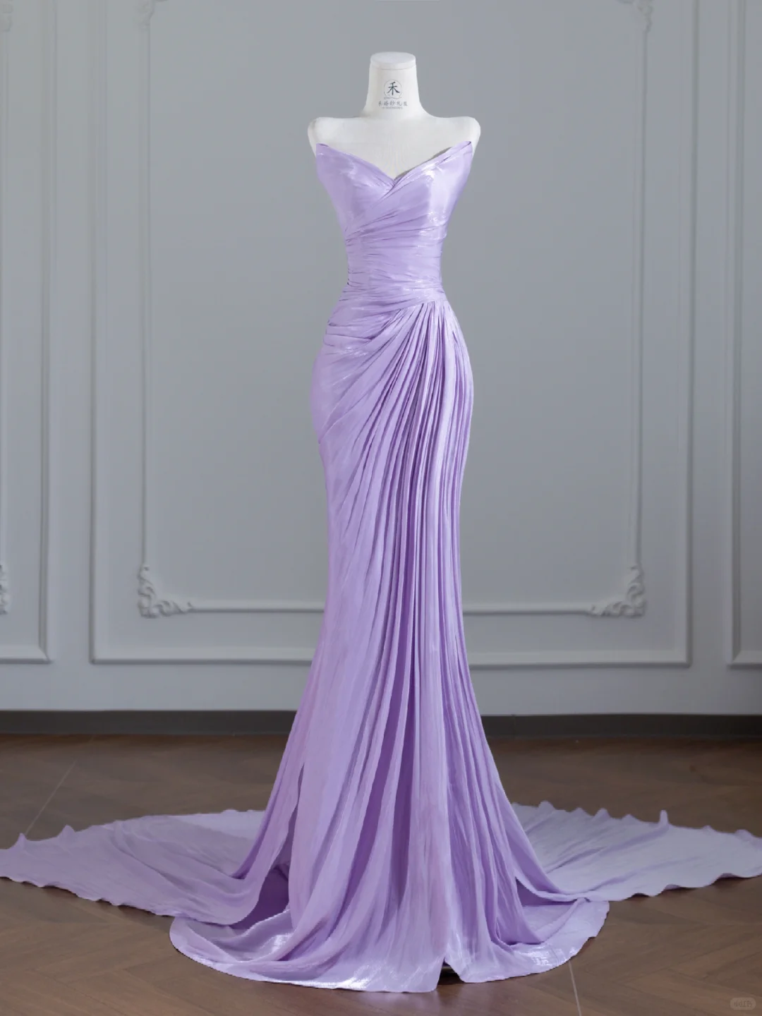 Purple Mermaid Sweetheart Neck Pleated Satin Long Prom Dress Party Dress DP3873