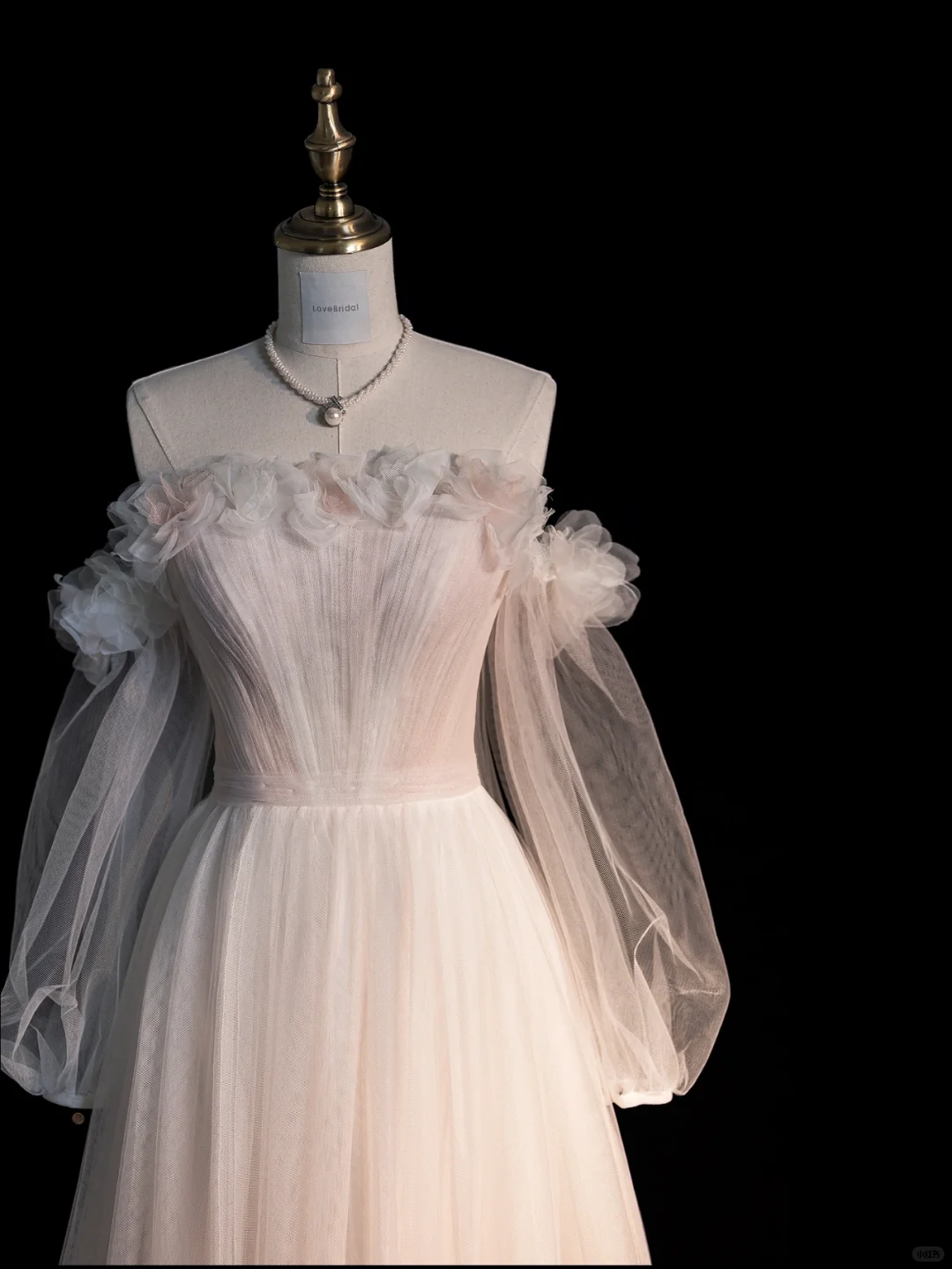 Pink Ombre A Line Long Sleeve Flower Tulle Prom Dress Graduation Prom Dress DP2193