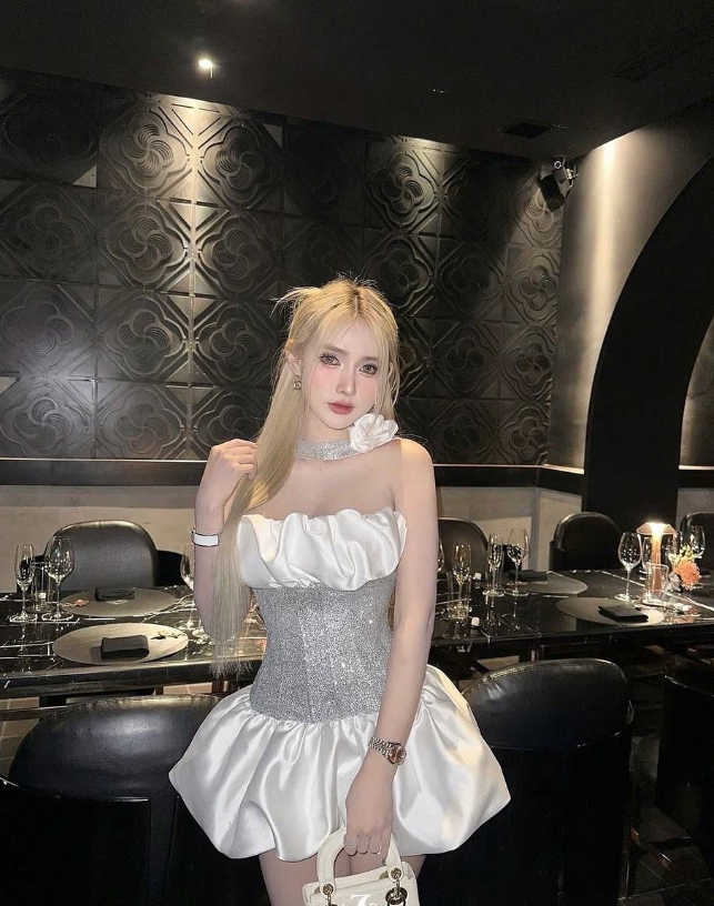 Cute Strapless Silver Sequin White Satin Short Homecoming Dress Date Dress DP2957