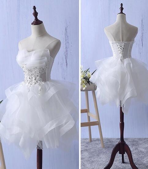 Lovely Tulle Short Party Dress White Teen Junior Prom Dress Homecoming Dress DP449
