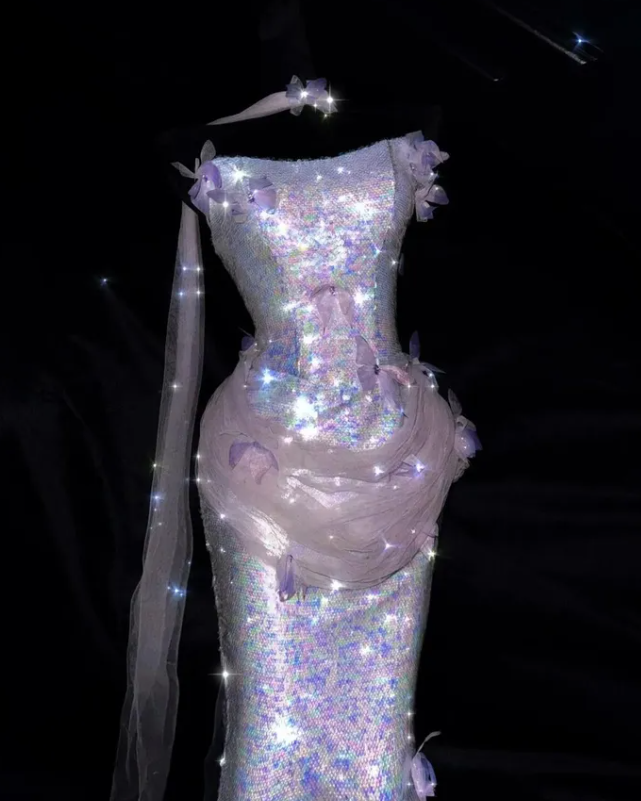 Shiny Lilac Mermaid Strapless Butterfly Sequin Prom Dress Evening Dress DP6621