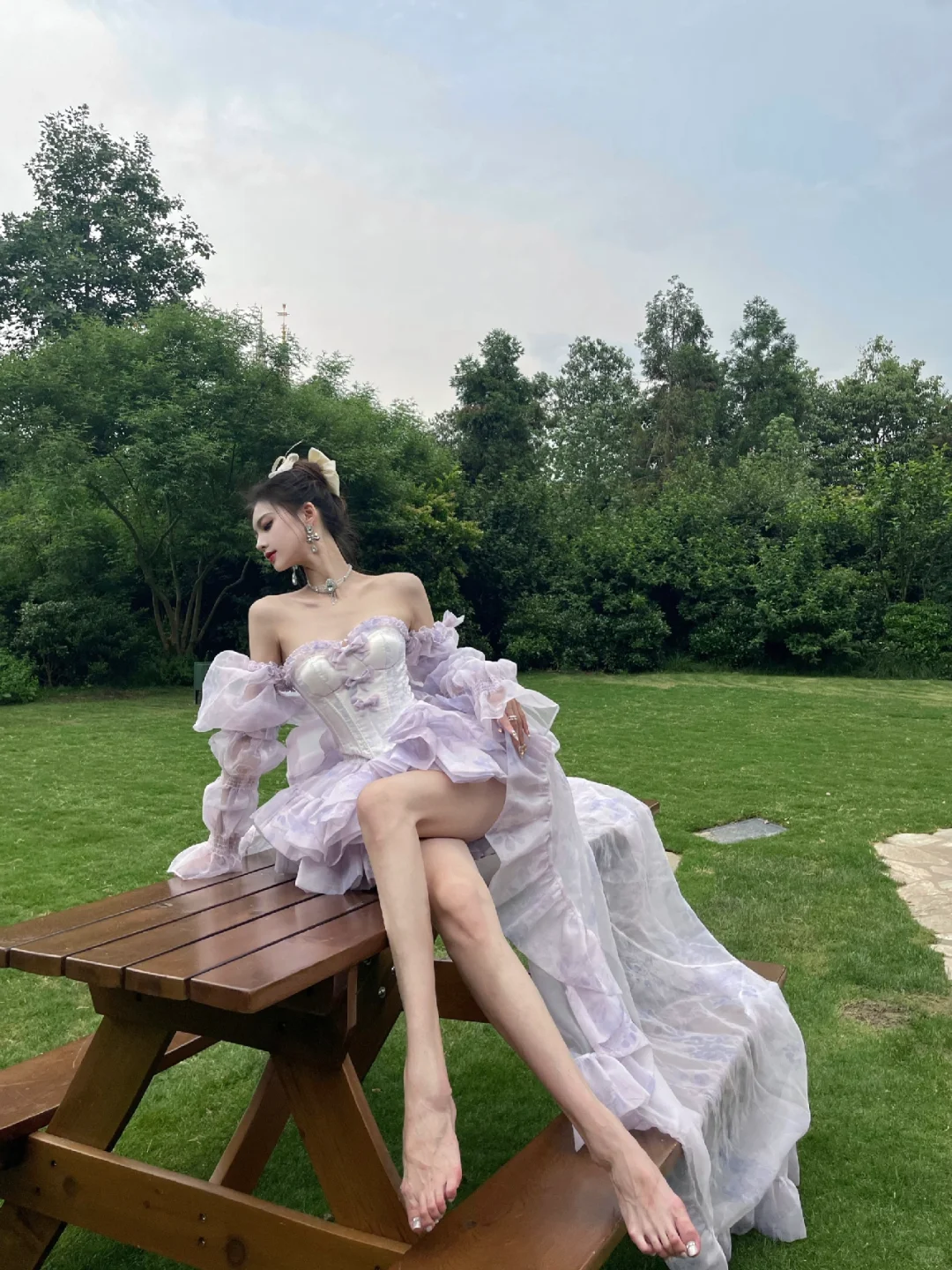 Princess Purple A Line Sweetheart Neck Long Sleeve Tulle Homecoming Dress Birthday Dress DP3188