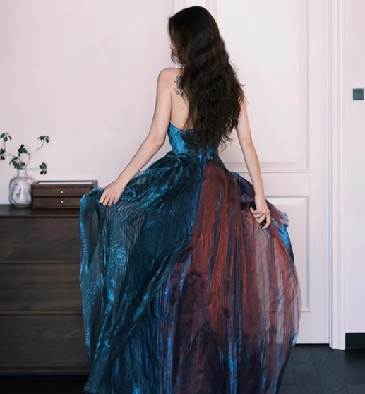 Sapphire A Line Sweetheart Neck Tulle Prom Dress Evening Dress Formal Dress DP3155