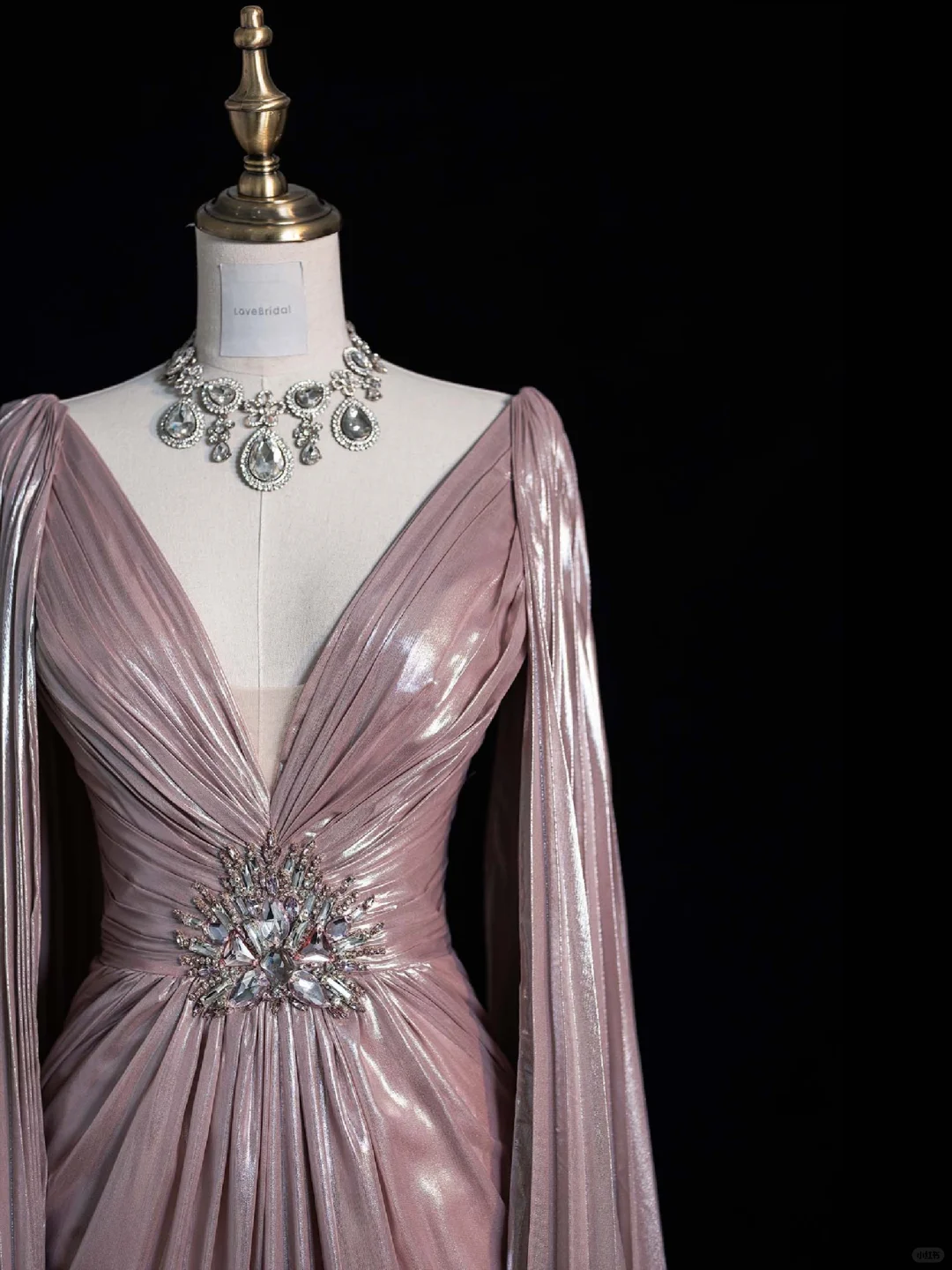 Elegant A Line V Neck Beaded Pink Satin Long Prom Dress Graduation Prom Dress DP2143