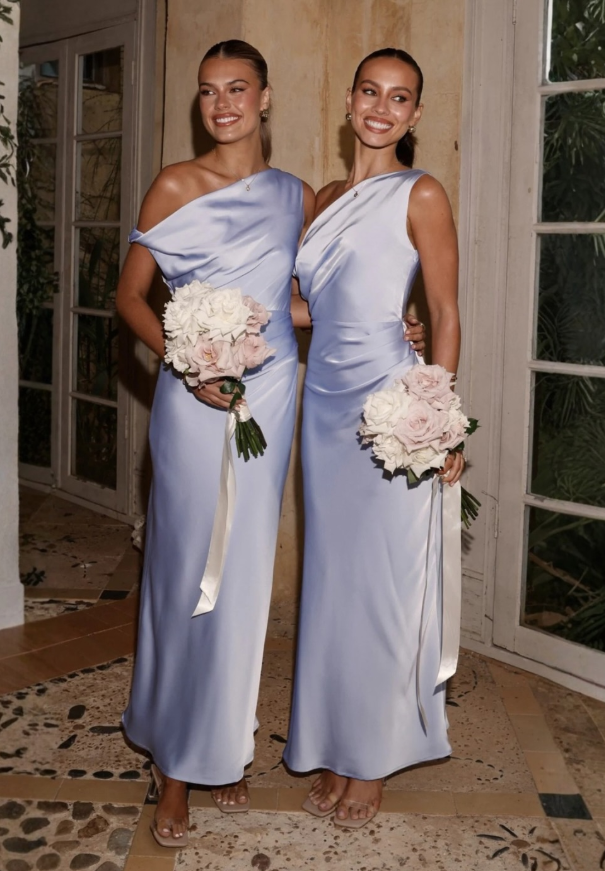 Charming Purple Sheath Satin Long Bridesmaid Dress DP5097
