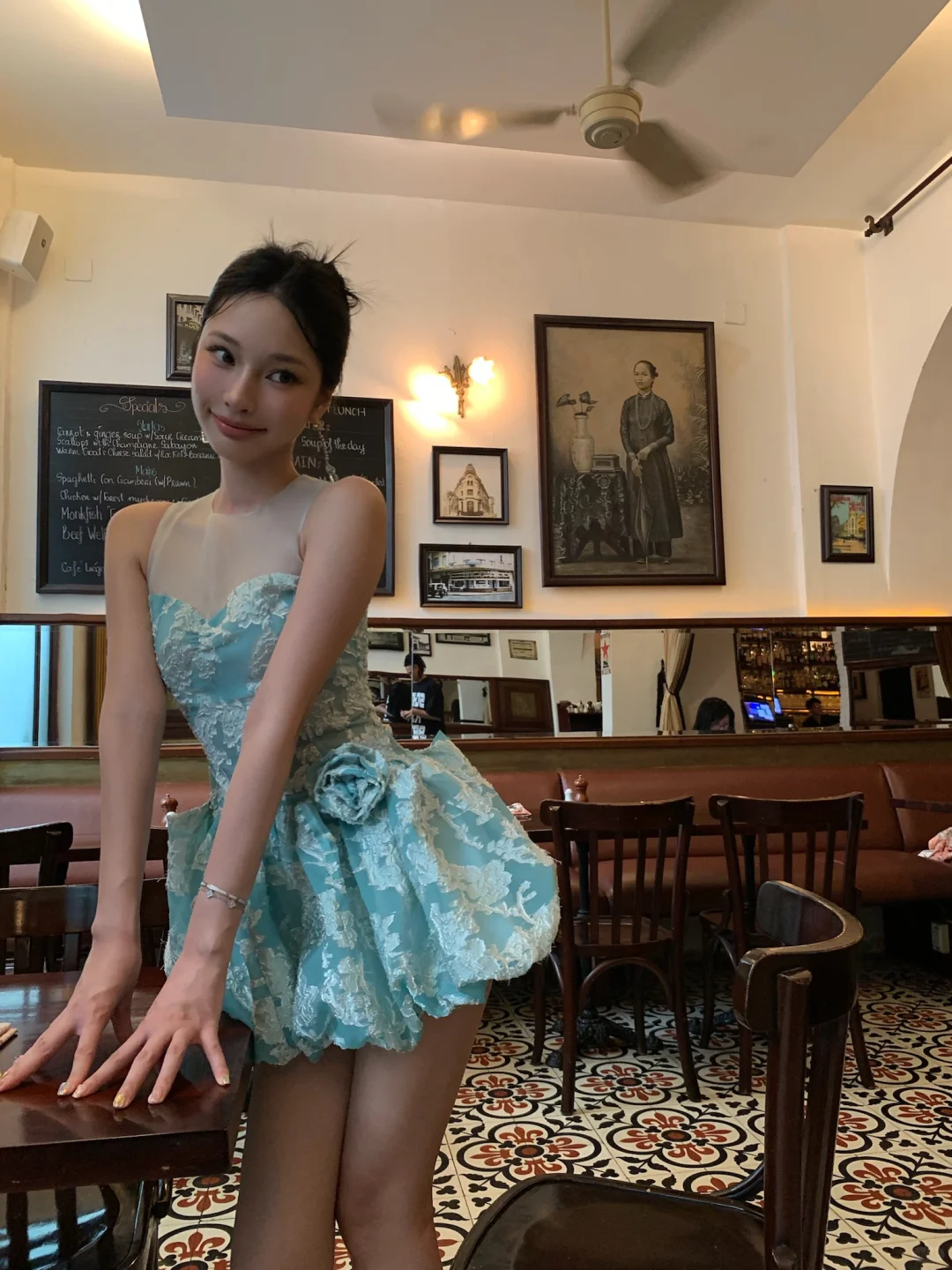 Cute A Line Round Neck White Lace Appliques Blue Organza Short Homecoming Dress Cocktail Dress DP2715