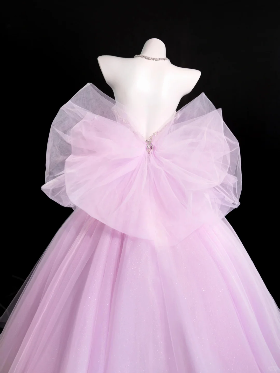 Gentle A Line Strapless Rhinestone Purple Tulle Party Dress Evening Dress DP2708