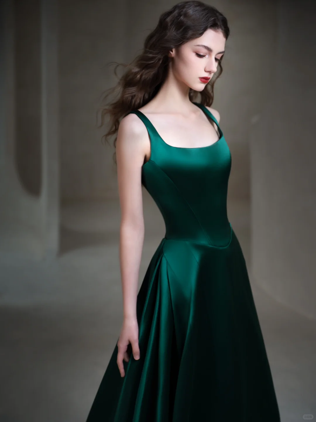 Simple Dark Green A Line Strap Satin Long Date Dress Prom Dress Evening Dress DP3431