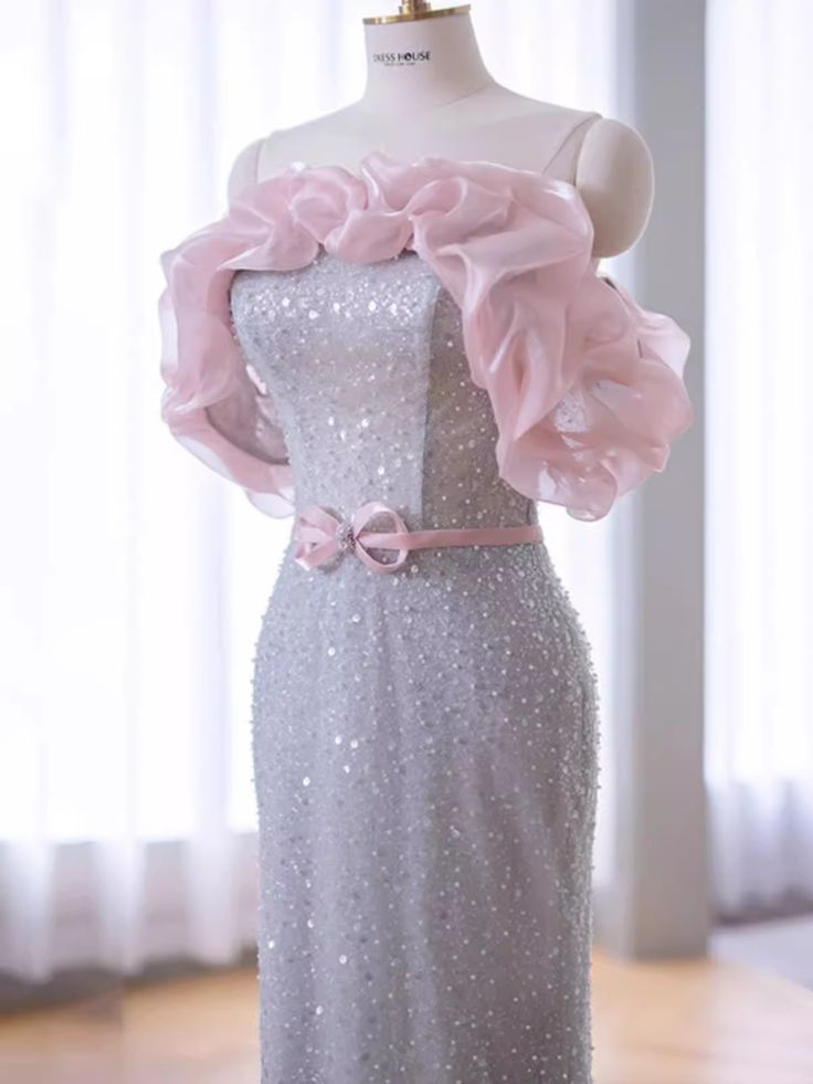 Sparkly Mermaid Strapless Sequin Long Prom Dress Evening Dress DP612