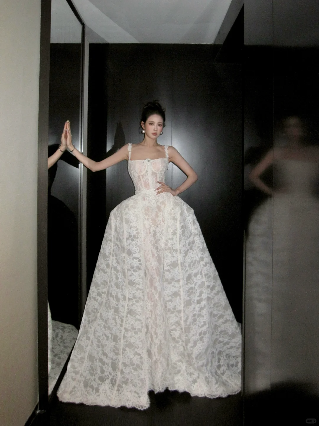 Elegant A Line Spaghetti Strap White Lace Long Party Dress Wedding Dress DP2424