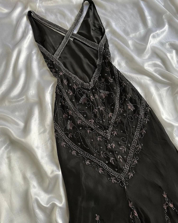 Sexy Mermaid Straps Beads Chiffon Backless Long Prom Dress Party Dress DP1241