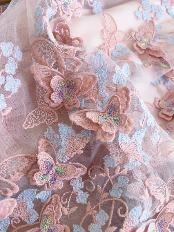 Light Pink A Line Halter Butterfly Appliques Tulle Prom Dress Evening Dress DP1292