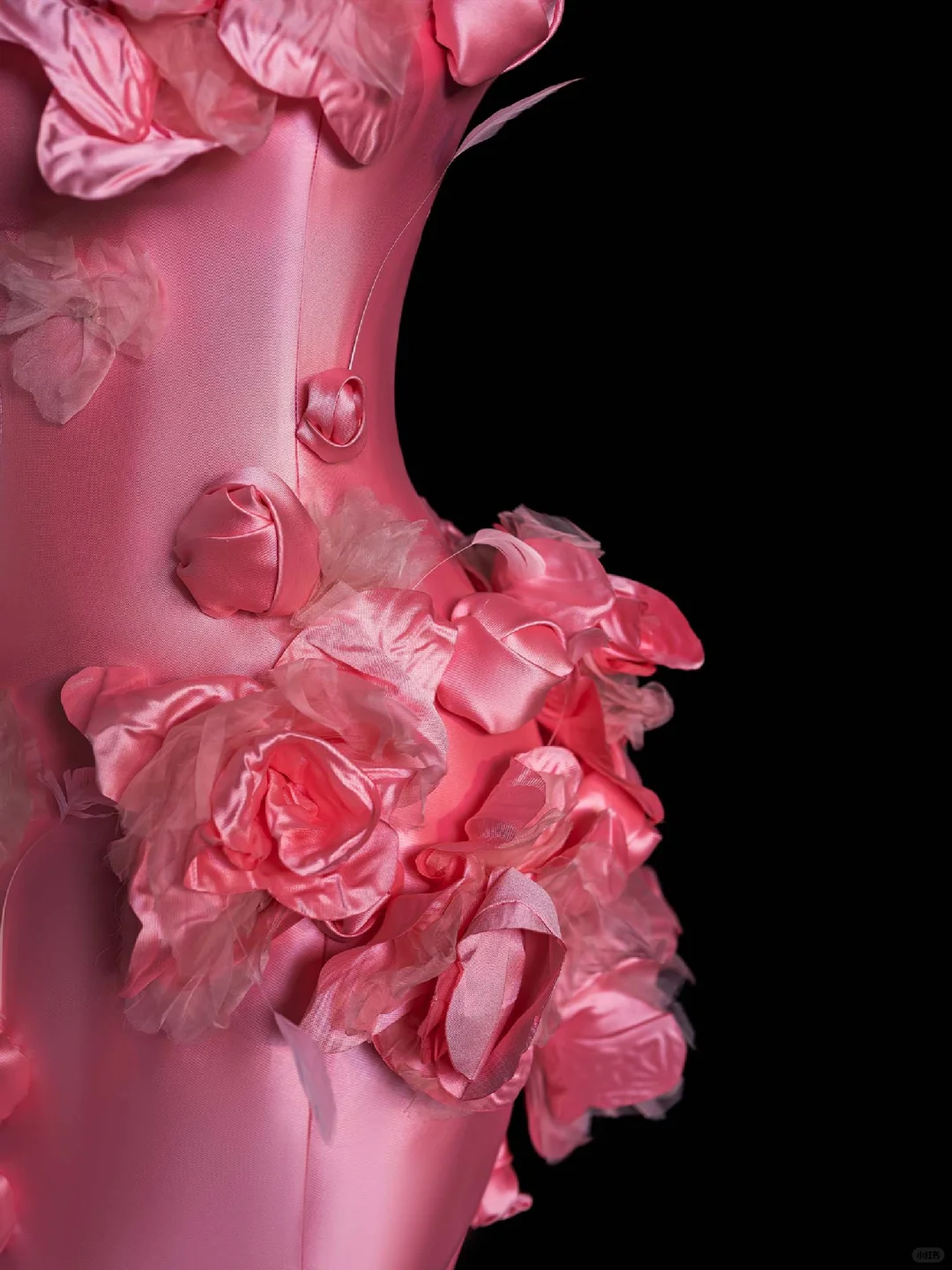 Unique Mermaid Strapless Pink Flower Satin Long Prom Dress Evening Dress DP2096