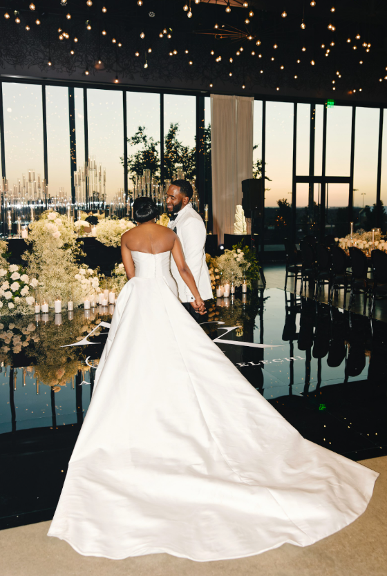 Simple Ball Gown Strapless Satin Long Sweep Wedding Dress with Slit DP1875