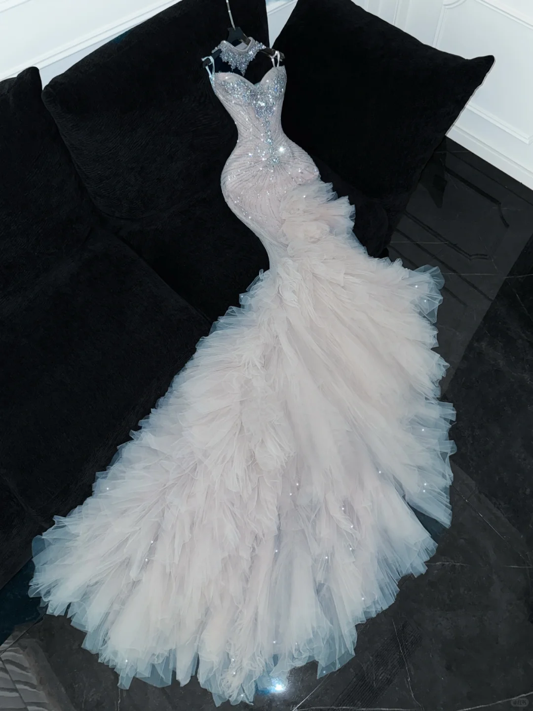 Shiny Mermaid Sweetheart Neck Beaded Tulle Long Sweep Prom Dress Party Dress DP2571