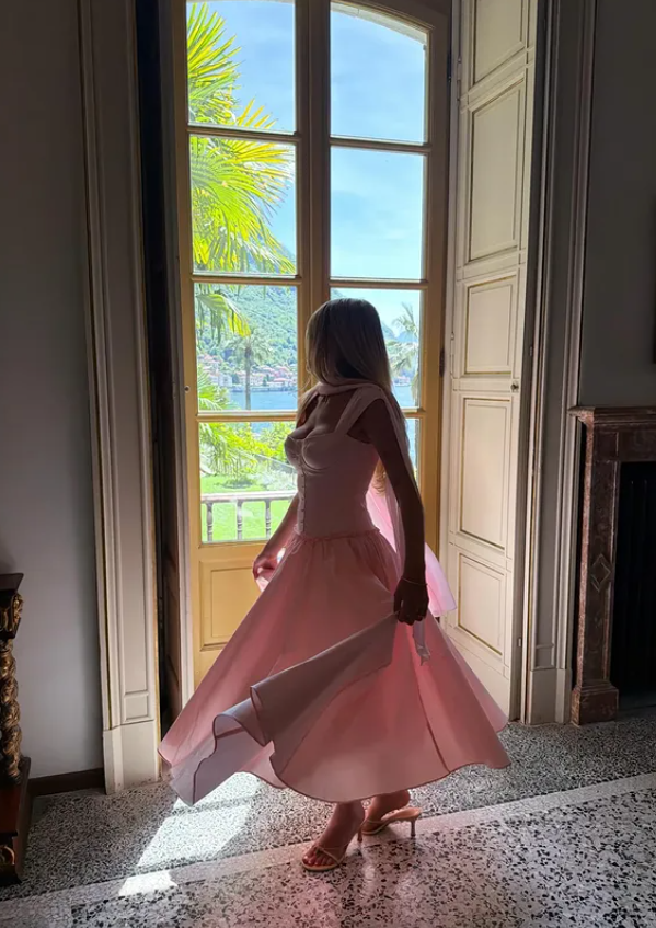Simple Pink A Line Spaghetti Straps Satin Prom Dress Party Dress DP5807