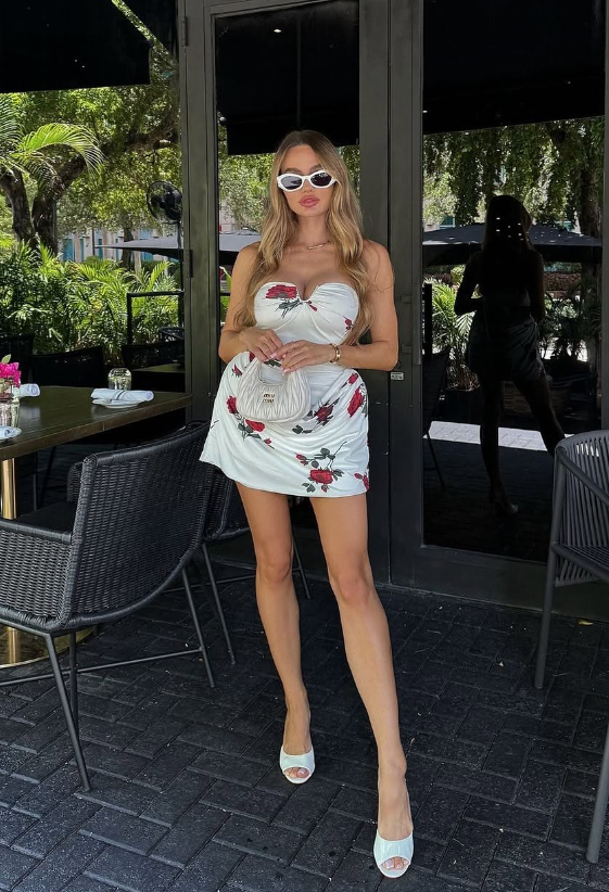 Cute Sheath Strapless Print Floral Satin Short Homecoming Dress Birthday Dress DP1461