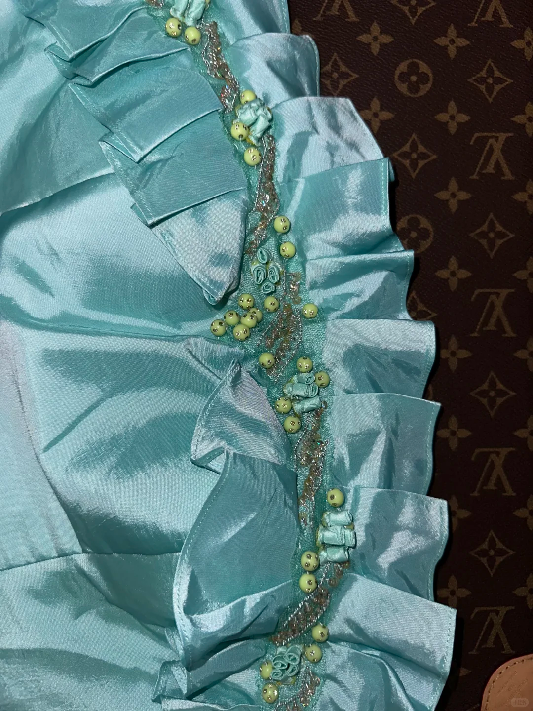 Vintage Elegant Blue Mermaid Beaded Satin Prom Dress Party Evening Dress DP5351