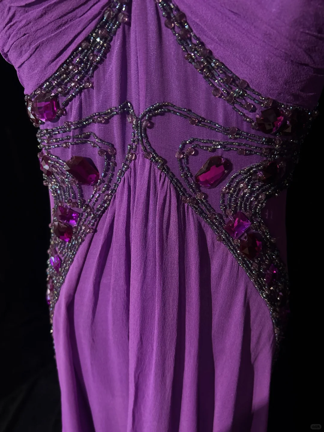 Retro A Line Halter Beaded Purple Chiffon Prom Dress Party Dress DP2772