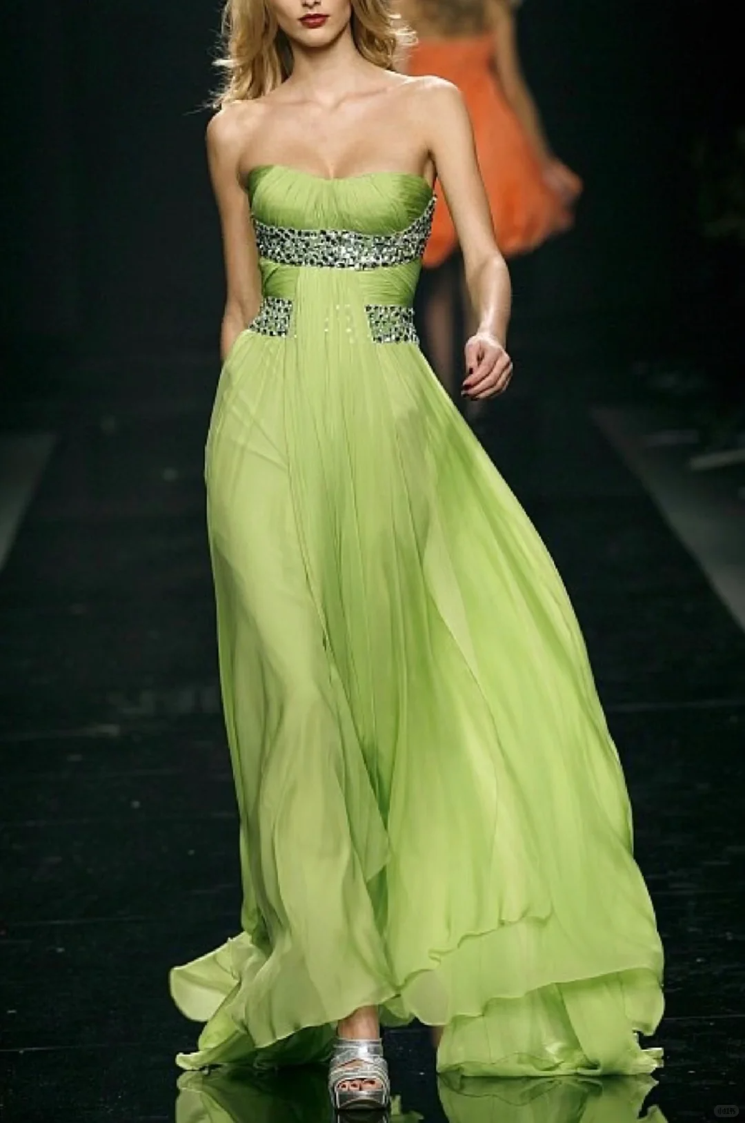 Fairy Green A Line Sweetheart Neck Beaded Chiffon Prom Dress Graduation Prom Dress DP5045