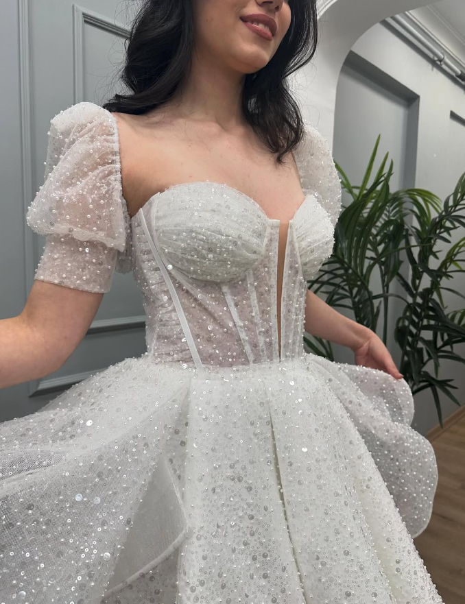 Sparkly White Mini Graduation Prom Dress Sequin Homecoming Dress DP142