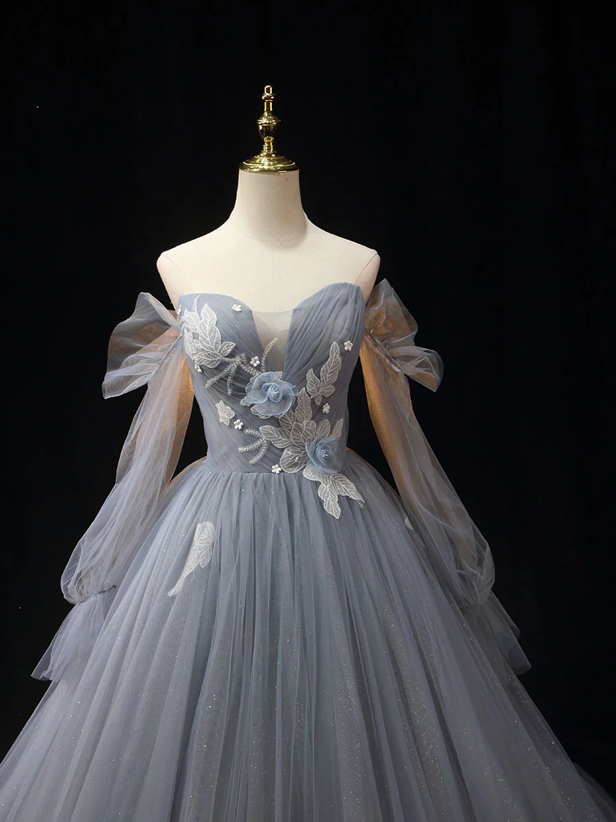 Elegant Tulle Appliques Long Prom Dress Formal Evening Dress DP613