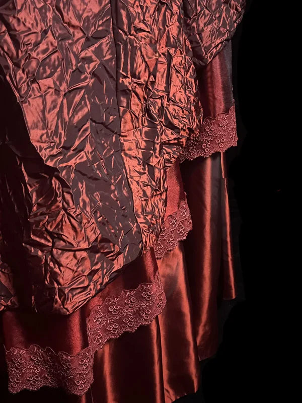 Vintage Ball Gown Strapless Burgundy Floral Long Prom Dress Party Dress Graduation Dresses Sweet 16 Dress DP4145