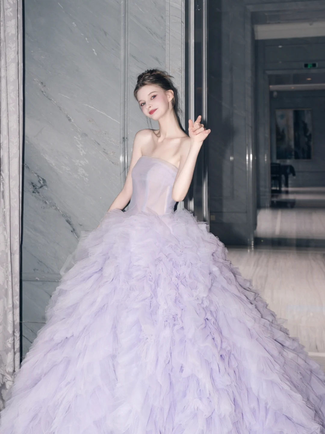 Purple Ball Gown Strapless Layered Tulle 16th Birthday Dress Prom Dresses DP4199