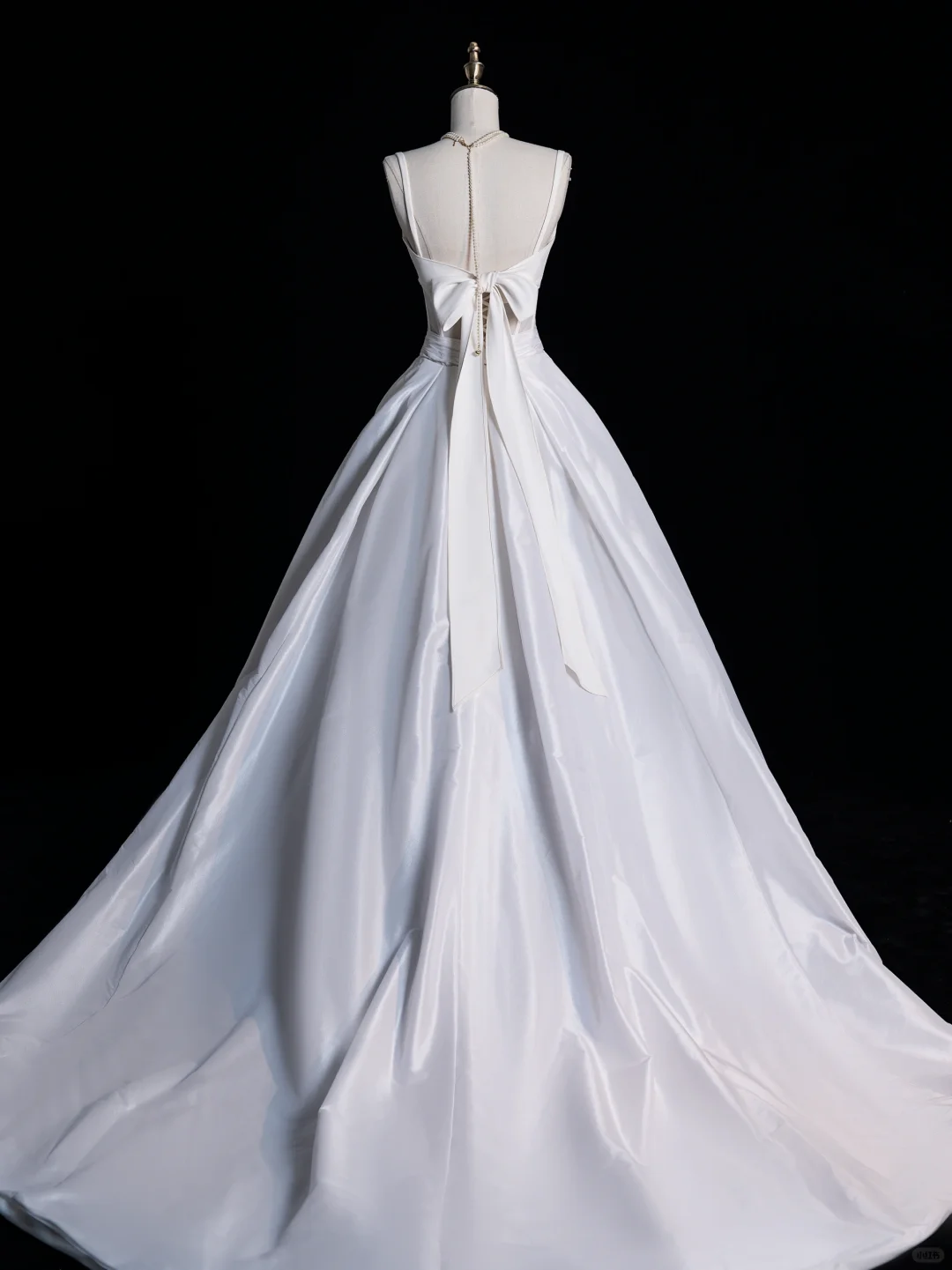 Simple A Line Spaghetti Strap White Satin Long Sweep Prom Dress Graduation Prom Dress DP2211
