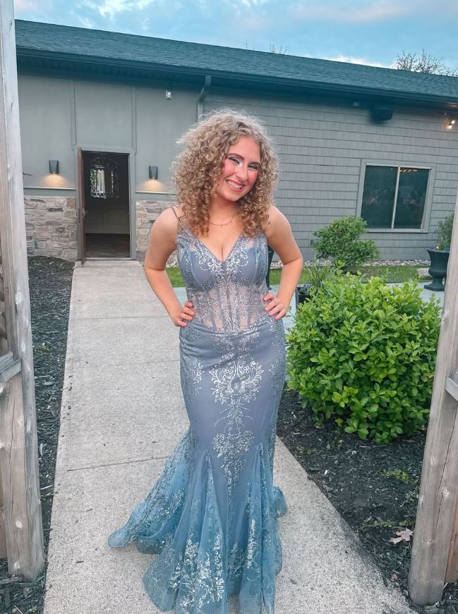 Sparkly Grey Mermaid Sequin Tulle Long Prom Dresses Sexy Formal Evening Dress DP3070