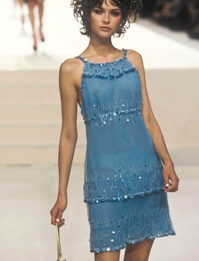 Blue A Line Spaghetti Strap Beaded Sequin Chiffon Homecoming Dress Vacation Dress DP3773