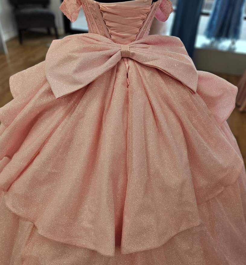 Pink Off the Shoulder Corset Sequin Tulle Ball Gown Sweet 16 Dress Quinceanera Dress DP1740